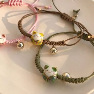 Bracelet Porte-Bonheur Maneki-Neko en Céramique