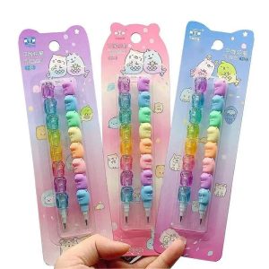 Crayon Empilable Visages Animaux Multicolore Pastel