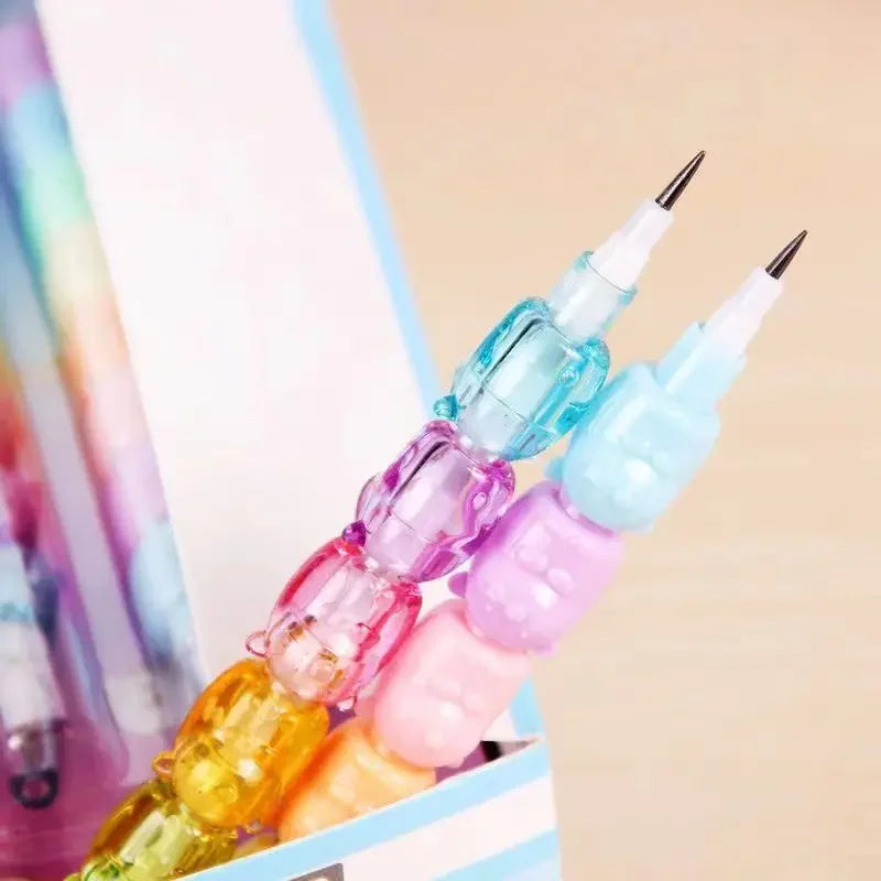 Crayon Empilable Visages Animaux Multicolore Pastel – Image 2