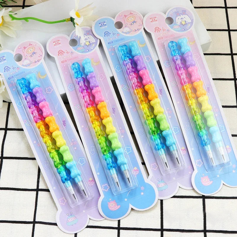 Crayon Empilable Visages Animaux Multicolore Pastel – Image 3