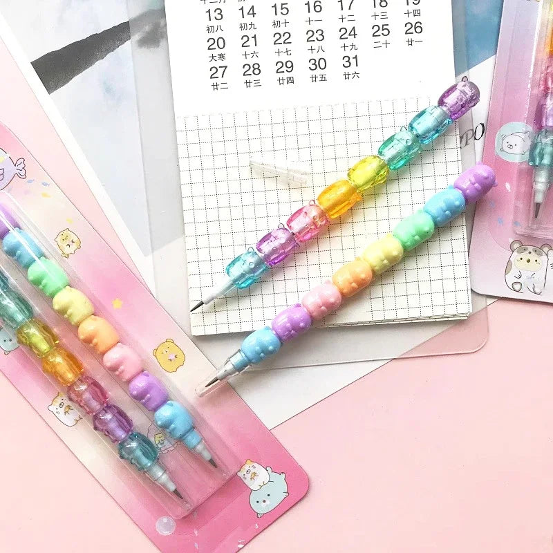 Crayon Empilable Visages Animaux Multicolore Pastel – Image 4