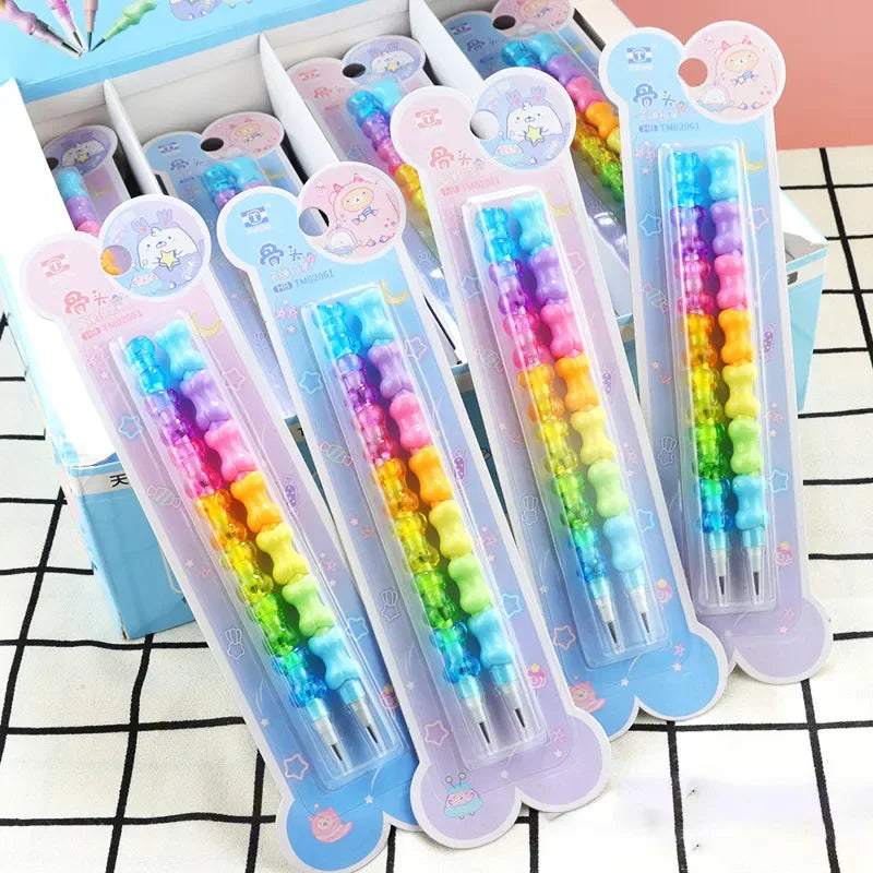 Crayon Empilable Visages Animaux Multicolore Pastel – Image 9