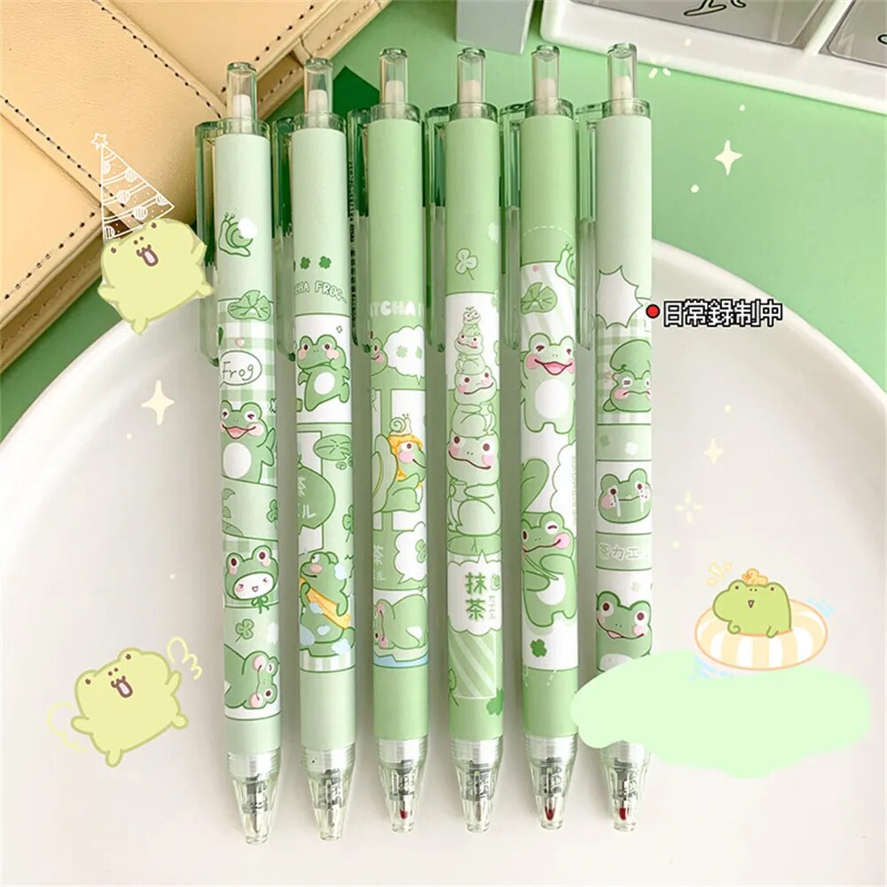 Lot de 6 Stylos Bille Grenouille Kawaii Vert Pâle – Image 2