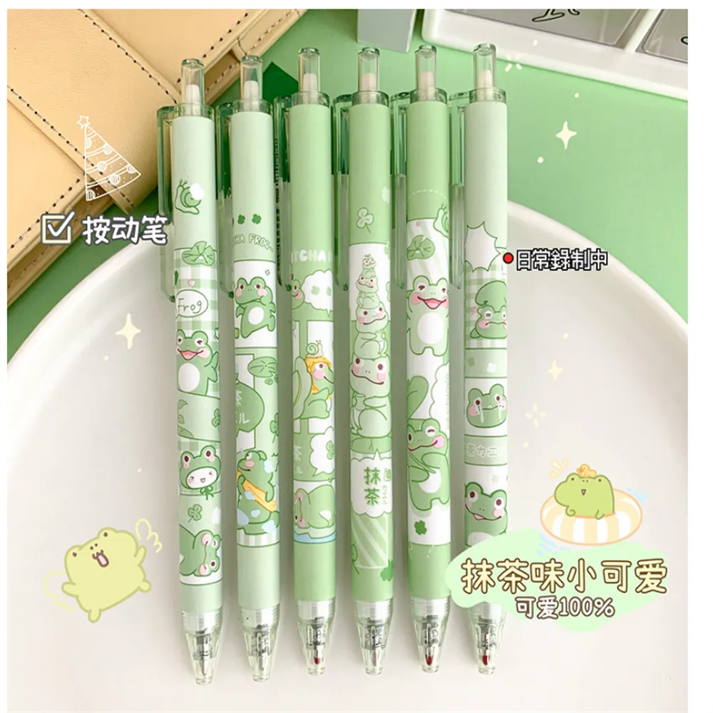Lot de 6 Stylos Bille Grenouille Kawaii Vert Pâle – Image 4