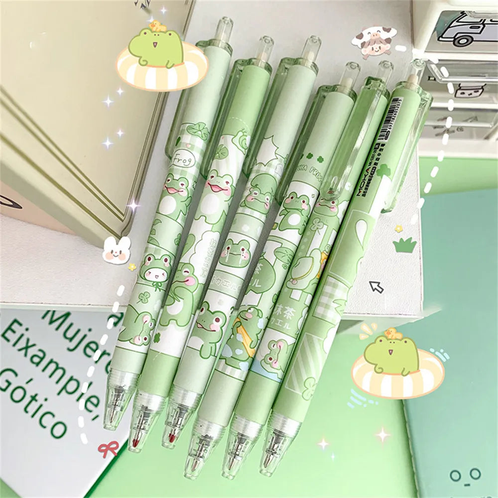 Lot de 6 Stylos Bille Grenouille Kawaii Vert Pâle – Image 5