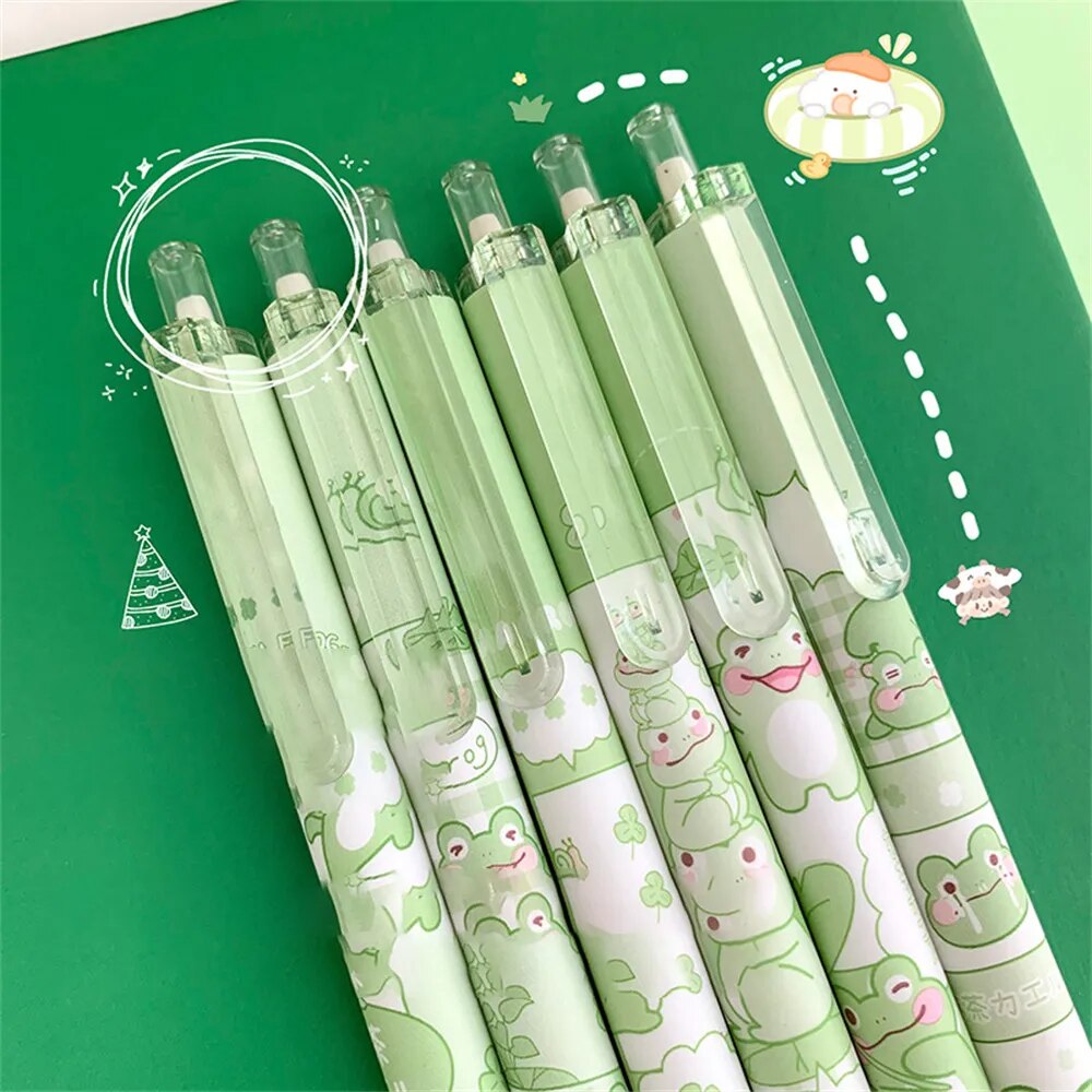 Lot de 6 Stylos Bille Grenouille Kawaii Vert Pâle – Image 6