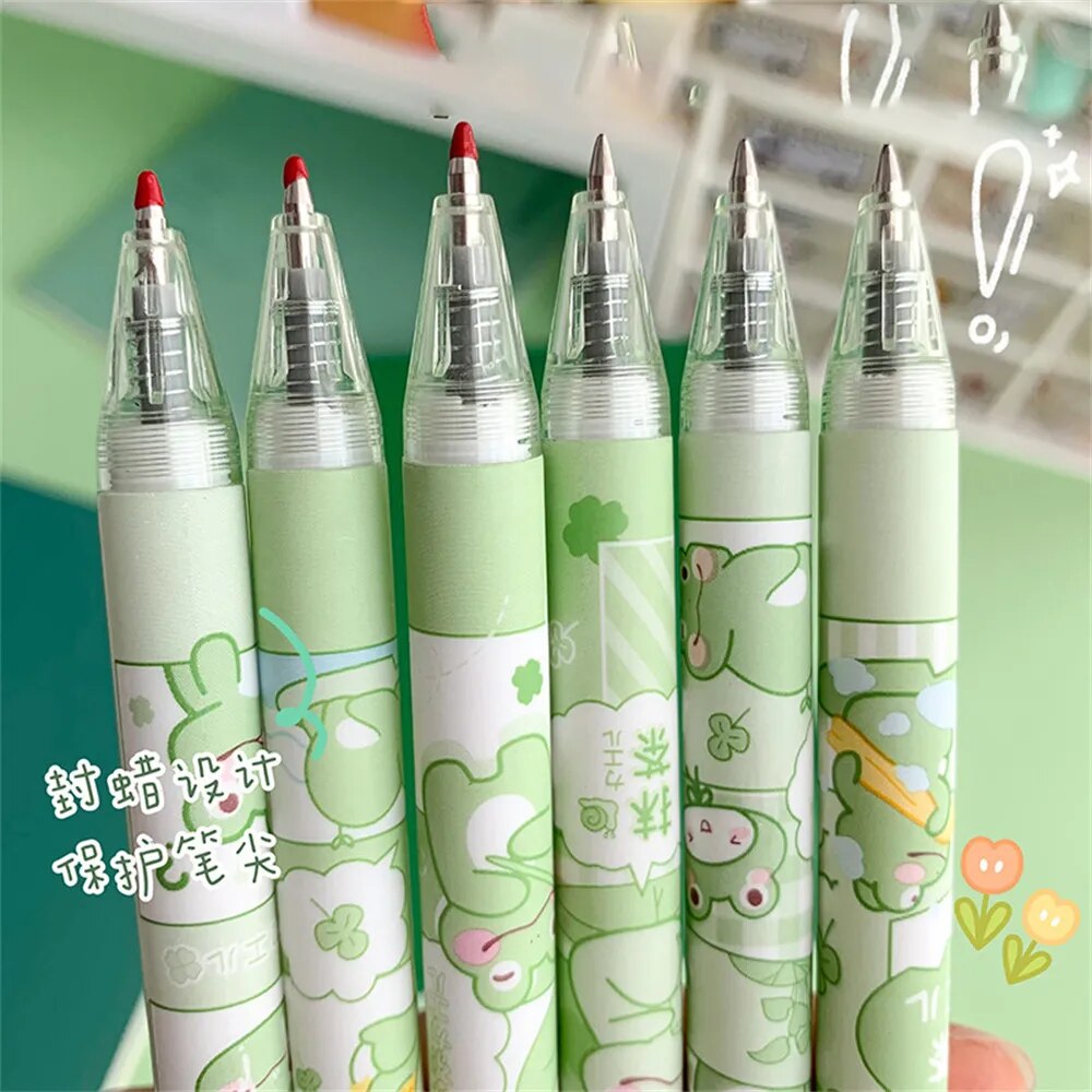 Lot de 6 Stylos Bille Grenouille Kawaii Vert Pâle – Image 8