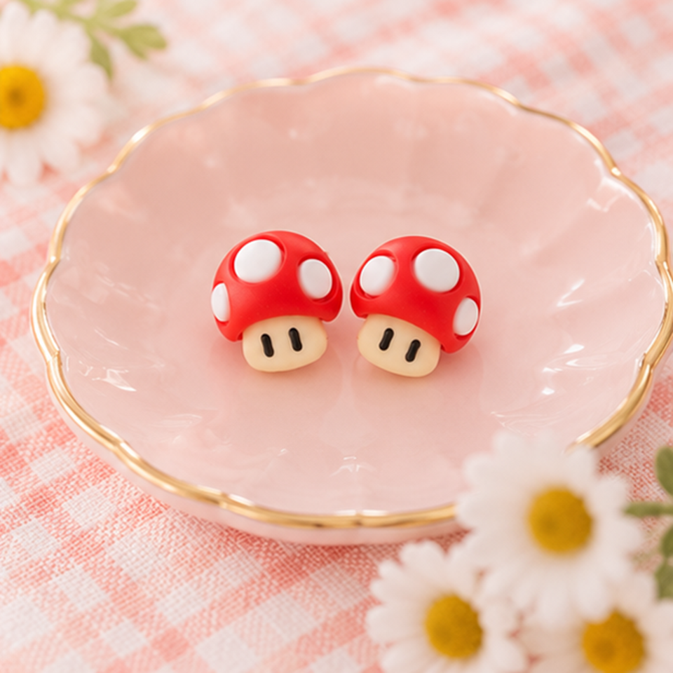 Boucles d'Oreilles Champignon Rouge – Image 2