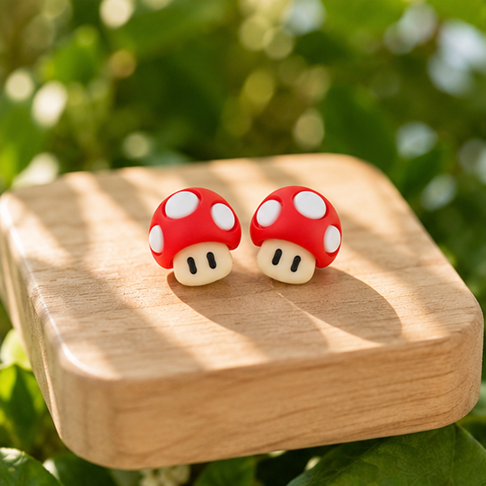 Boucles d'Oreilles Champignon Rouge – Image 5
