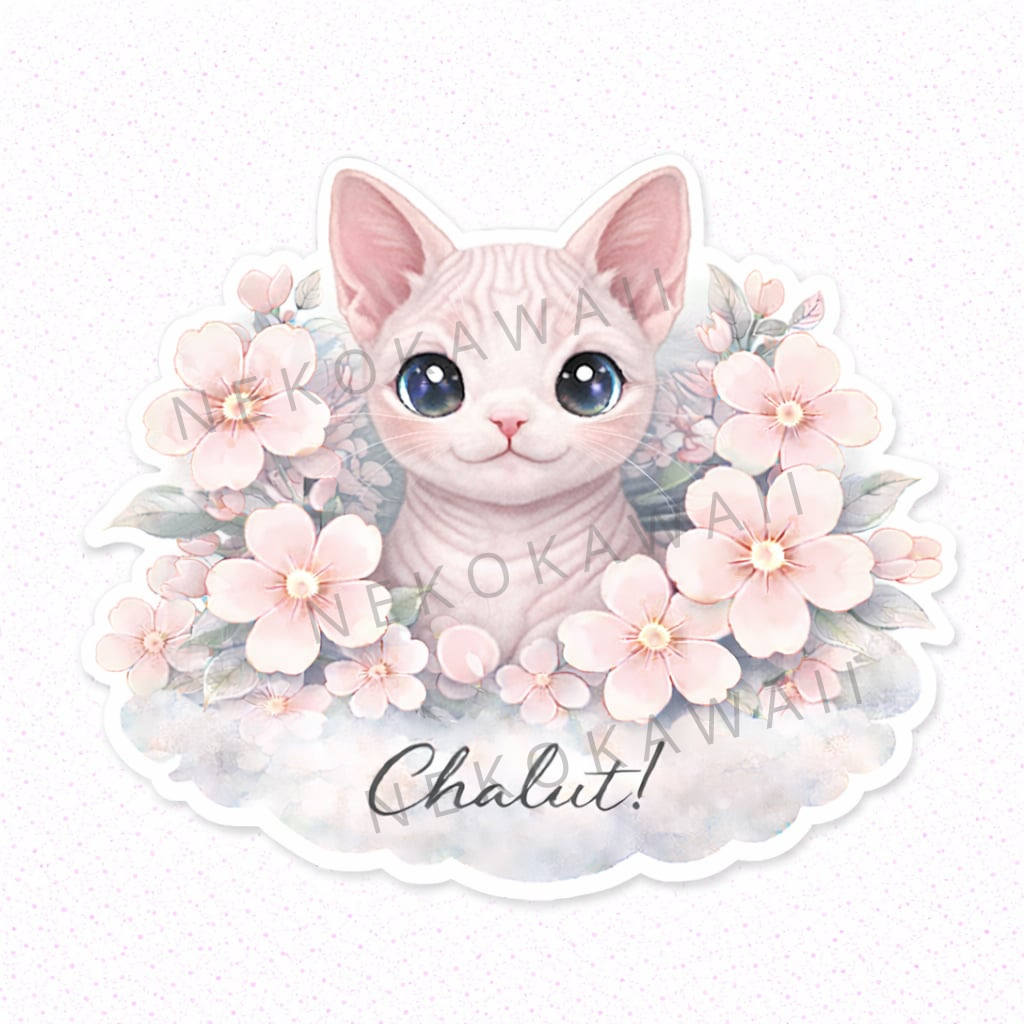 Sticker Prénom Personnalisé Chat et Fleurs – Image 7