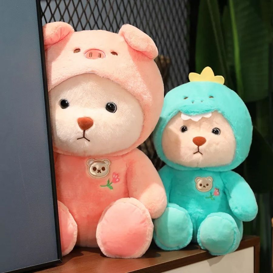 Ours en Peluche Crème avec Costume de Lapin Blanc Doux – Image 8