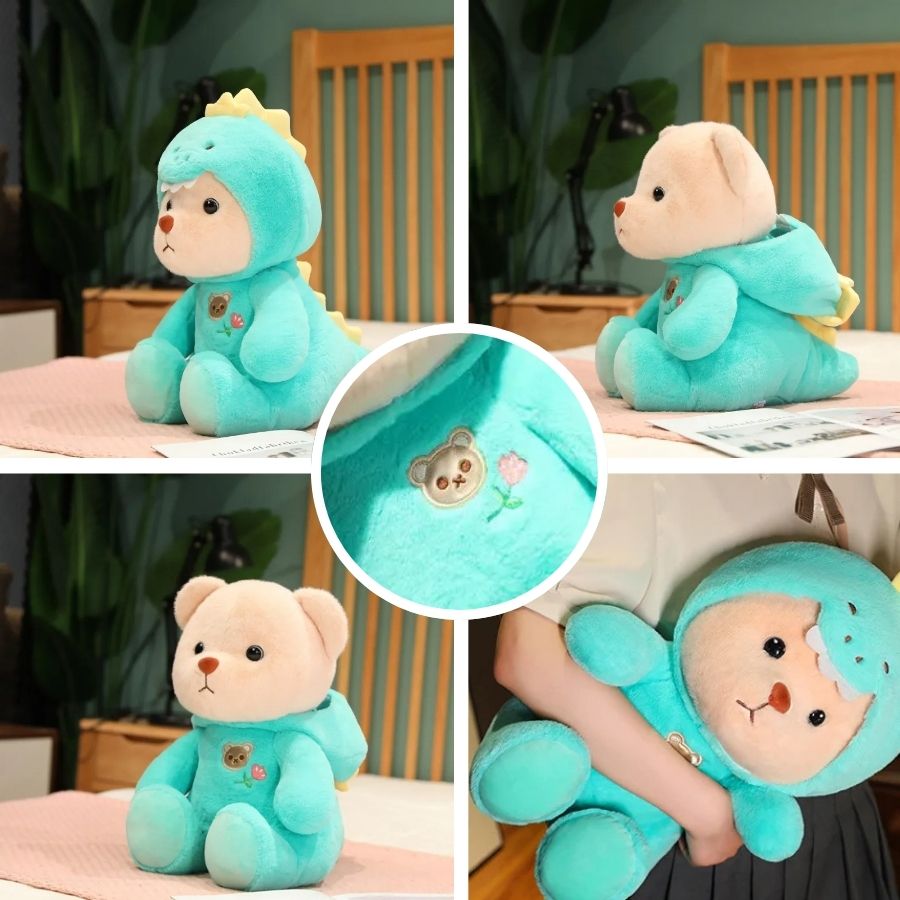 Ours en Peluche Crème avec Costume de Lapin Blanc Doux – Image 10
