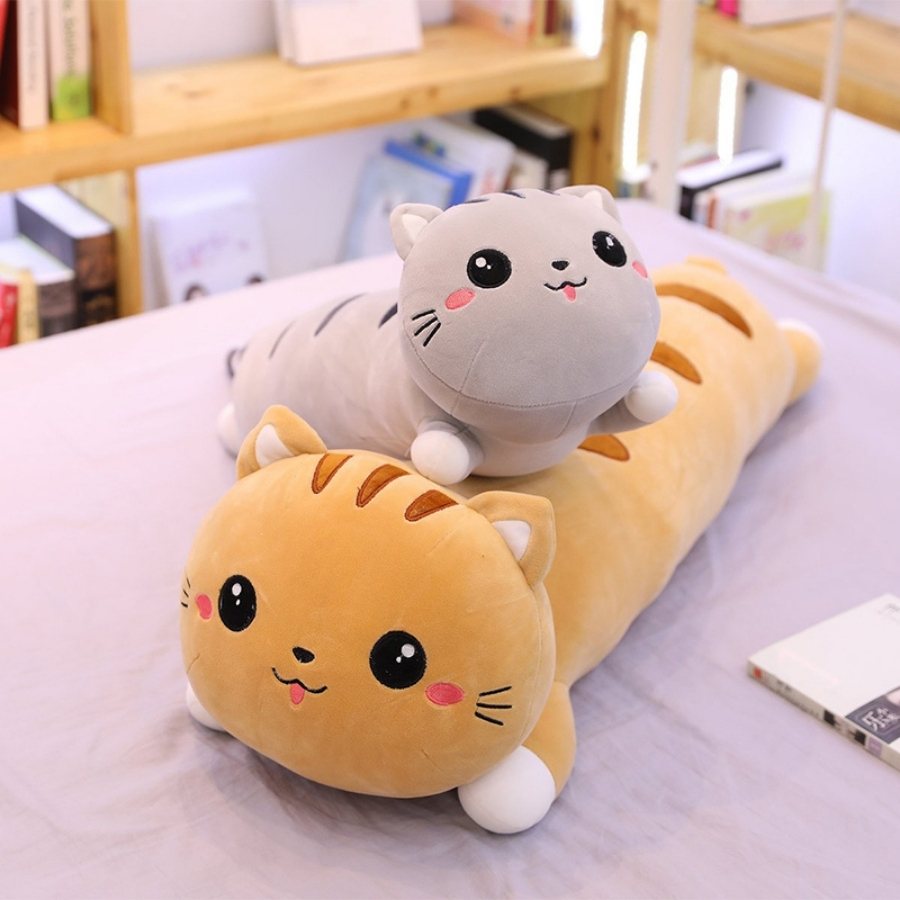 Peluche Chat Oreiller Roux Mignon à Rayures – Image 5