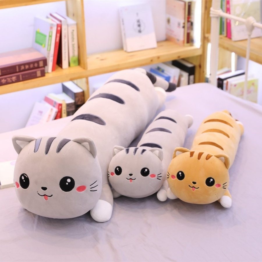 Peluche Chat Oreiller Roux Mignon à Rayures – Image 6