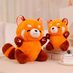 Peluche de Panda Roux Orange Mignon à Queue Rayée