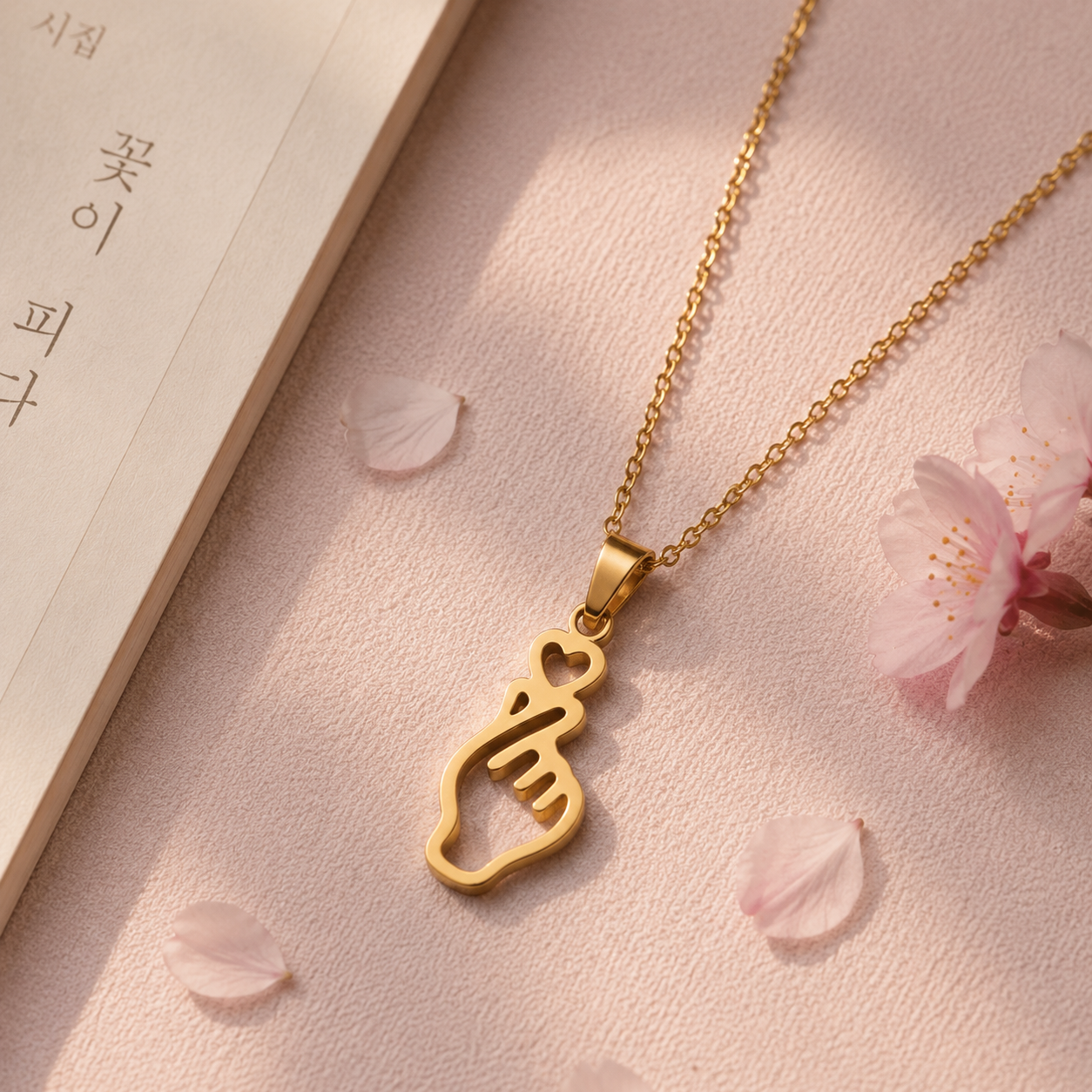 Parure Collier et Boucles d'Oreilles Finger Heart – Image 3