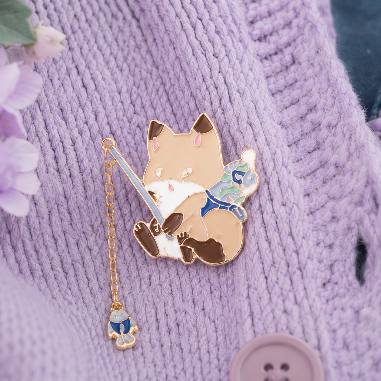 Pin's en Émail Renard Pêcheur – Image 2