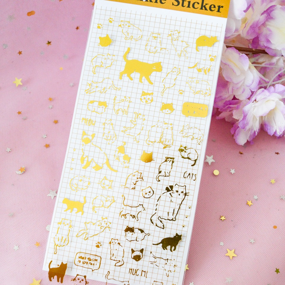Planche de Stickers Chats Dorés – Image 3