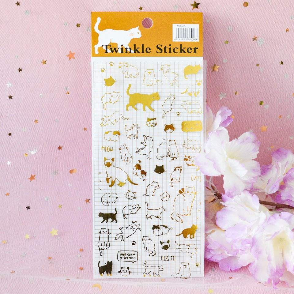 Planche de Stickers Chats Dorés – Image 2