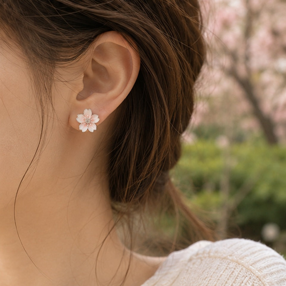Boucles d'oreilles Fleurs de Sakura – Image 3