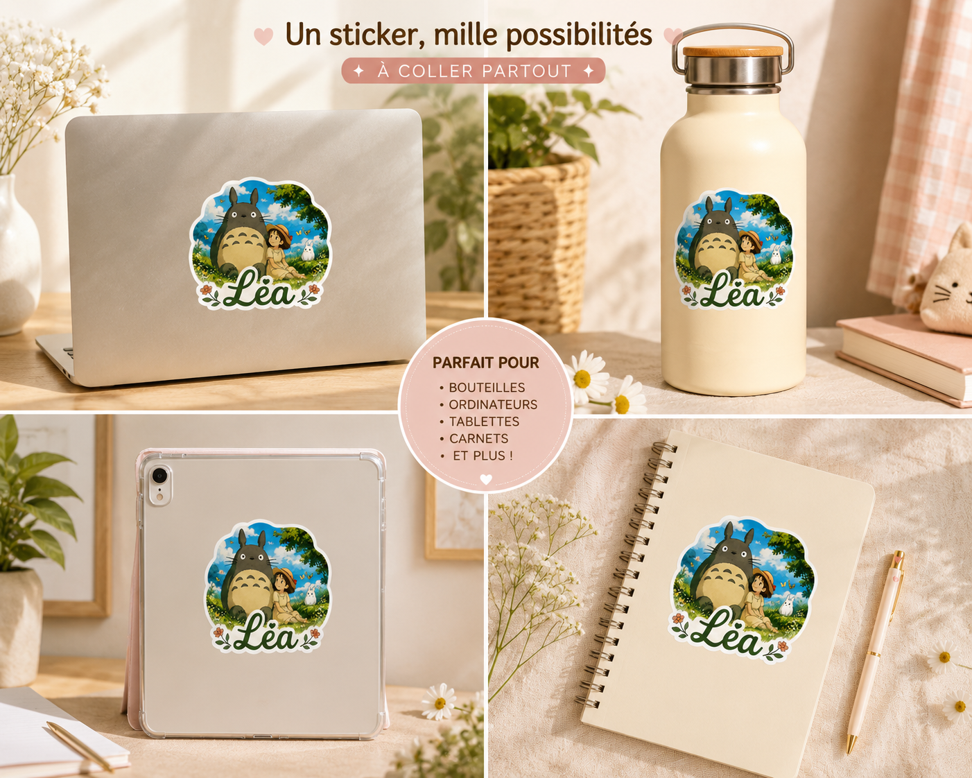 Sticker Prénom Totoro Kawaii Personnalisé – Image 3
