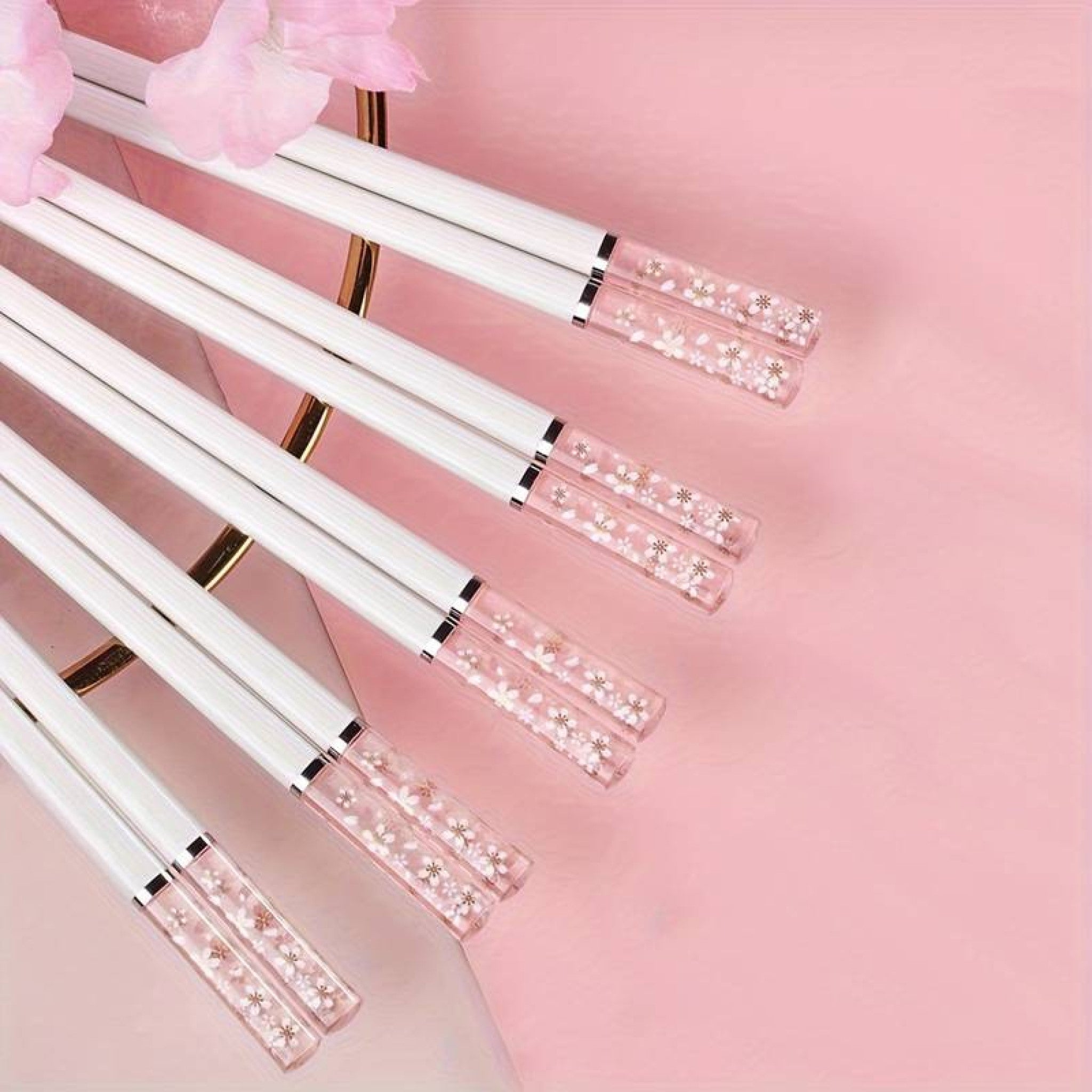 Baguettes en Plastique transparent à Fleurs de Sakura – Image 3