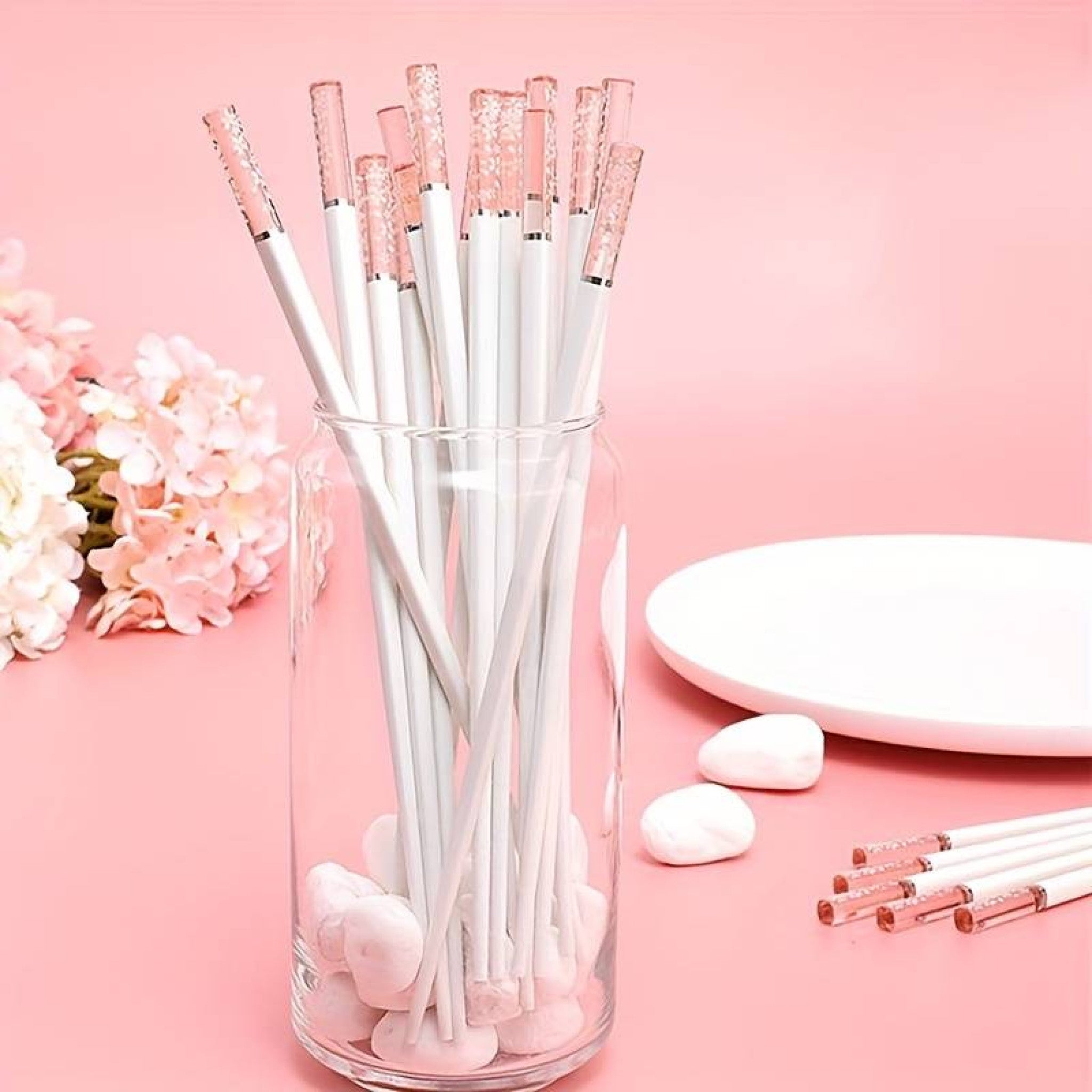 Baguettes en Plastique transparent à Fleurs de Sakura – Image 5