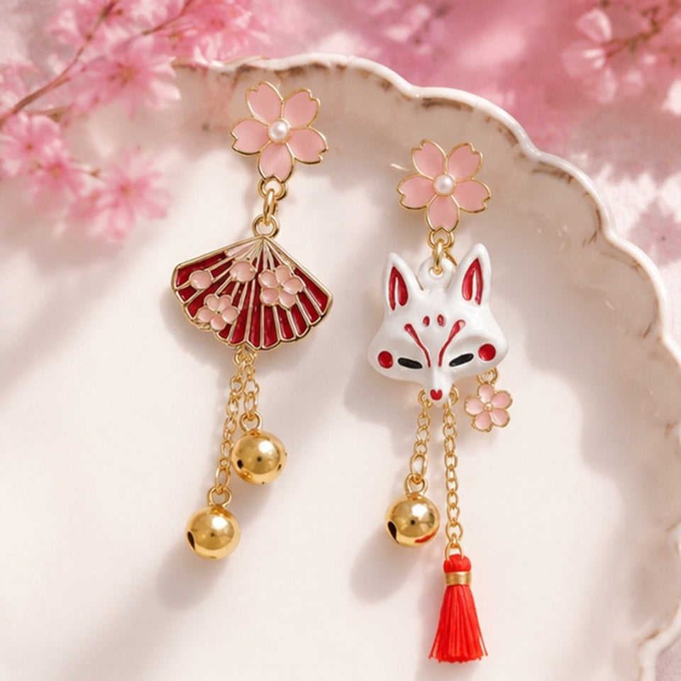 Boucles d'Oreilles Kitsune Sakura