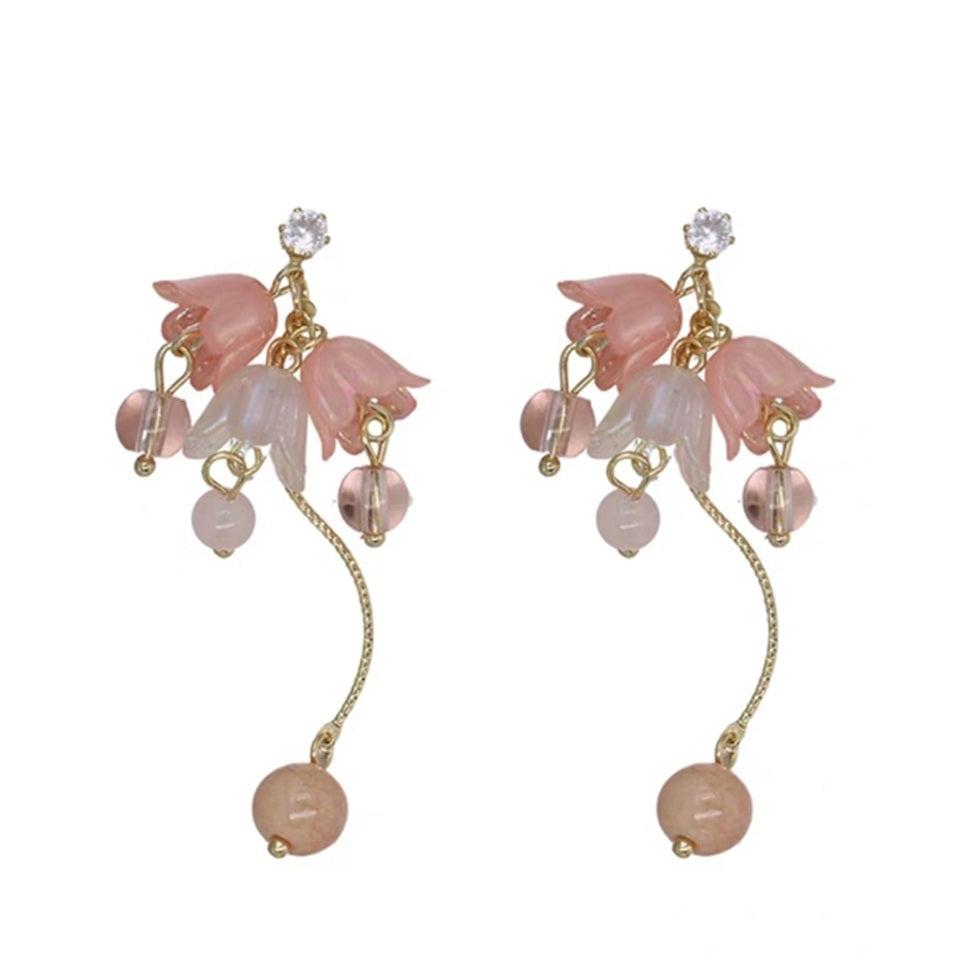 Boucles d'Oreilles Fleurs Perlées en Cascade – Image 2