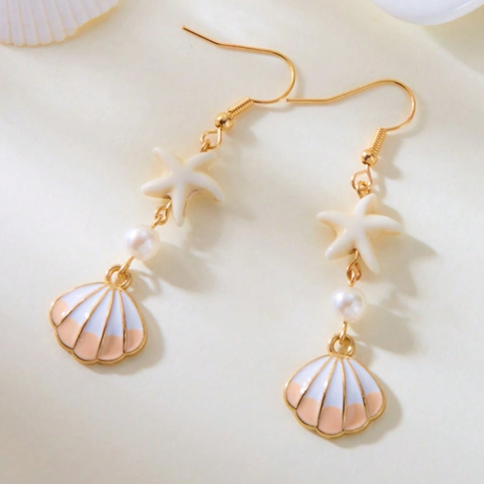 Boucles d'Oreilles Étoile de Mer en Coquillage – Image 2
