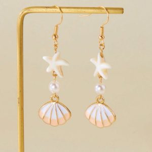 Boucles d'Oreilles Étoile de Mer en Coquillage