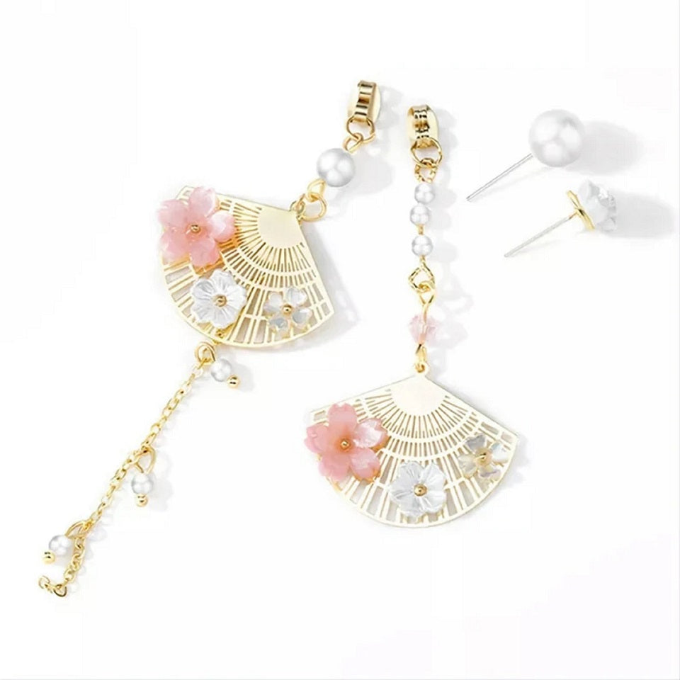 Boucles d'Oreilles Fleur de Sakura Éventail – Image 8