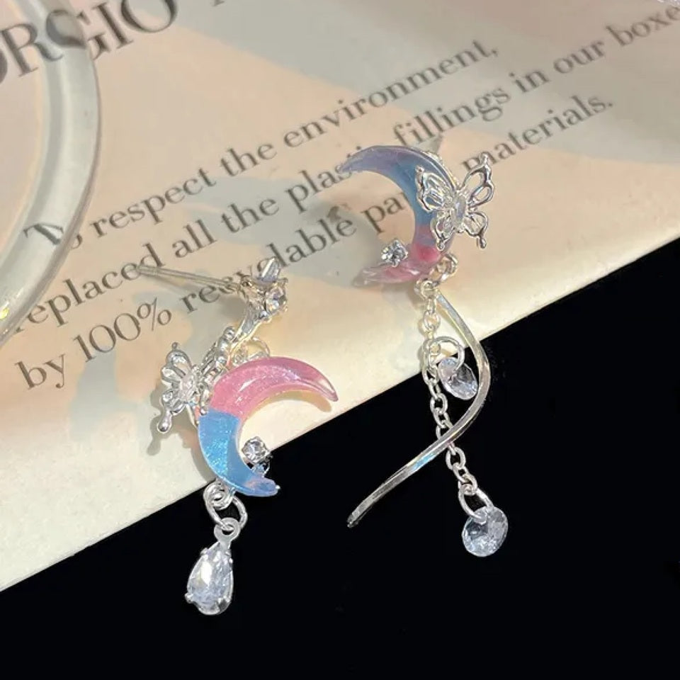Boucles d'Oreilles Lunes et Papillons Bicolores – Image 3