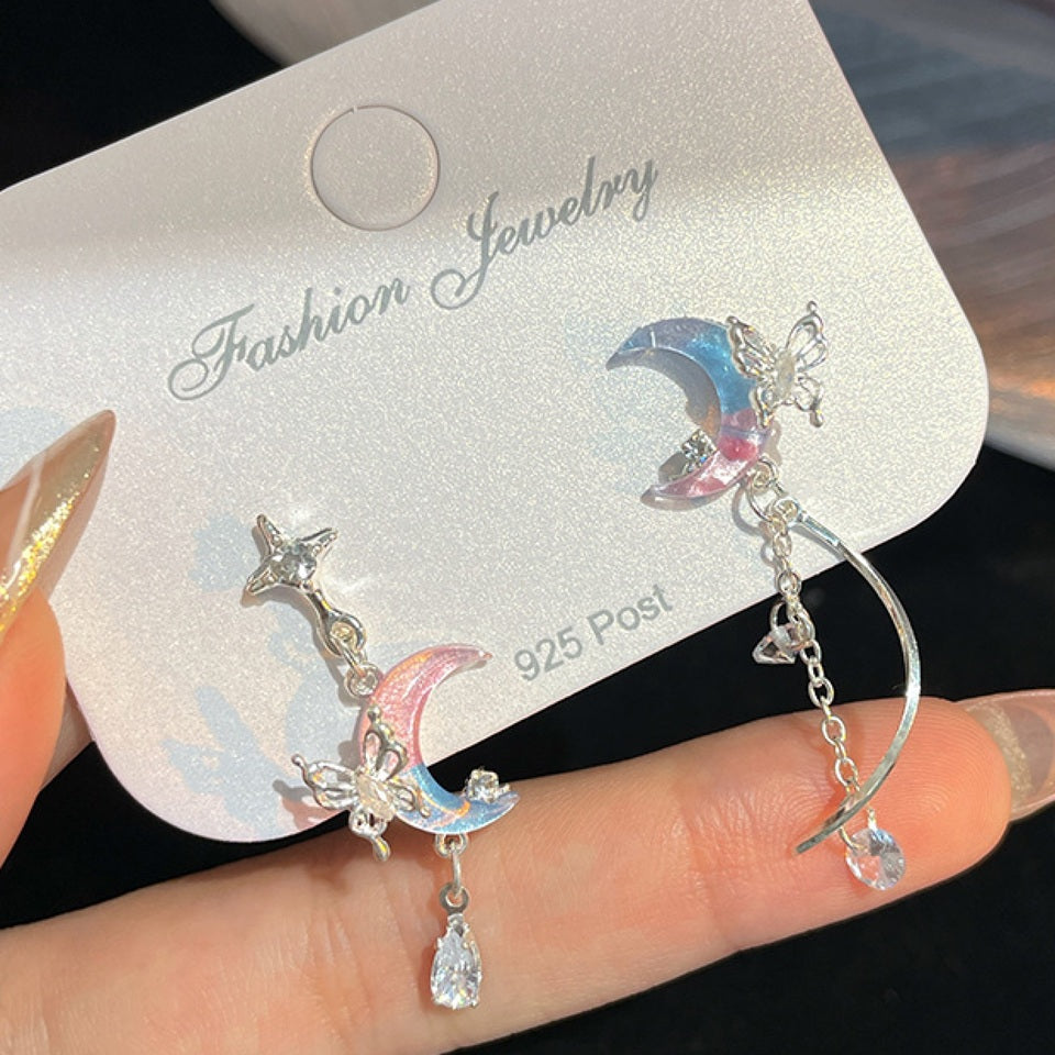 Boucles d'Oreilles Lunes et Papillons Bicolores – Image 2