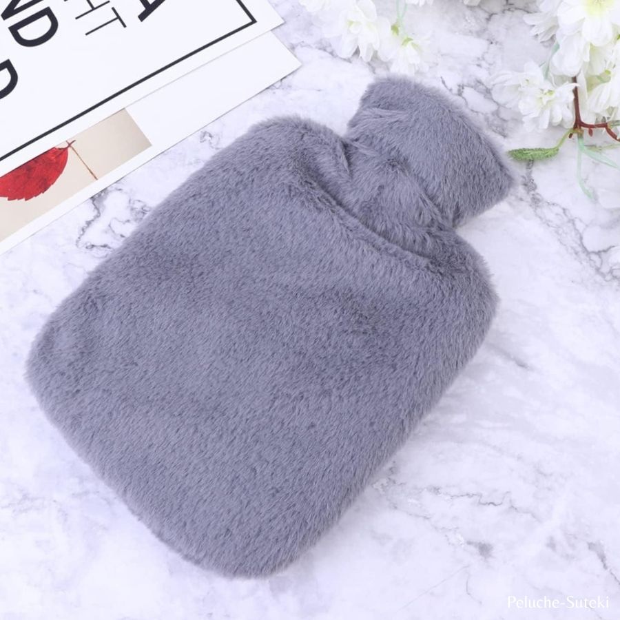 Housse de Bouillotte en Peluche Lapin Gris – Image 6