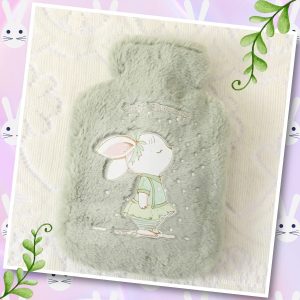 Bouillotte en Peluche Verte Sage avec Lapin Adorable
