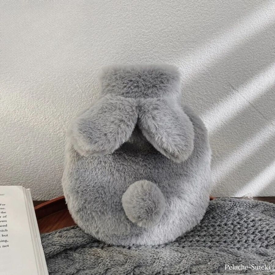 Housse de Bouillotte en Peluche Lapin Gris – Image 9