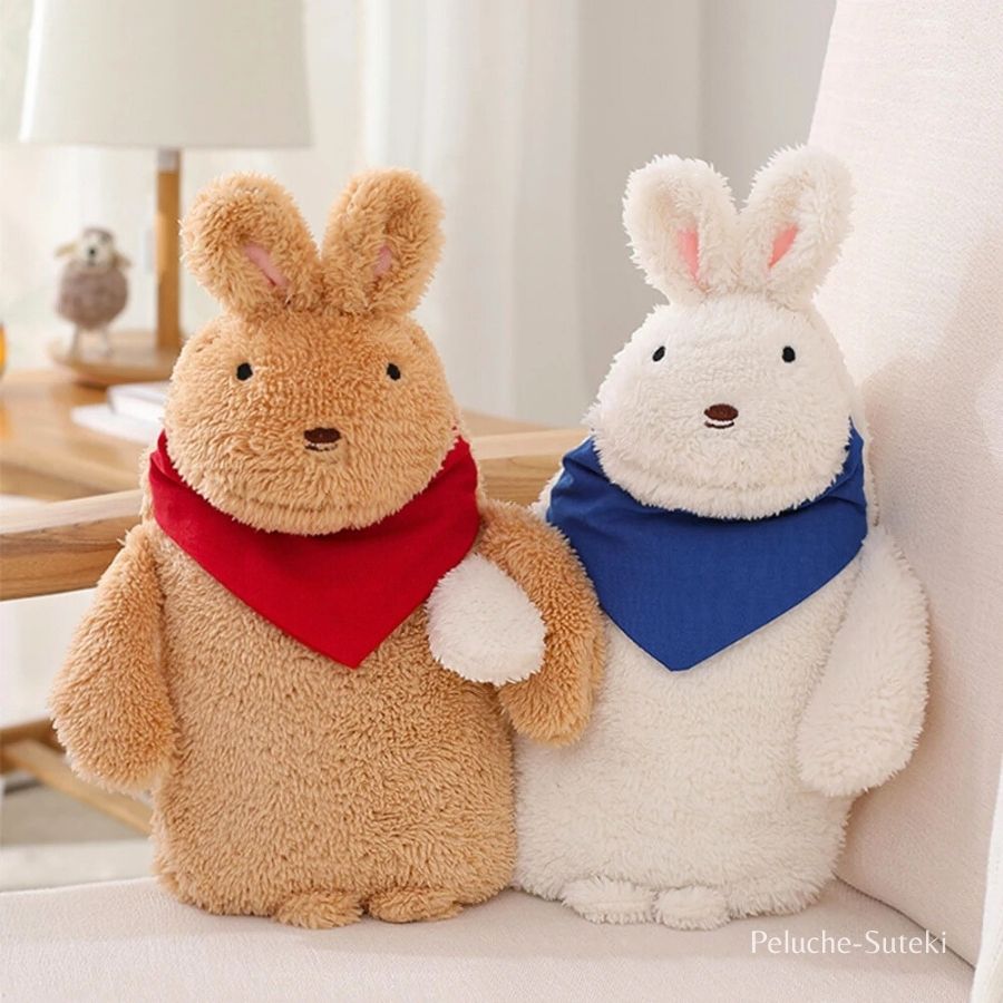 Bouillotte en Peluche Lapin Blanc avec Écharpe Bleue – Image 5