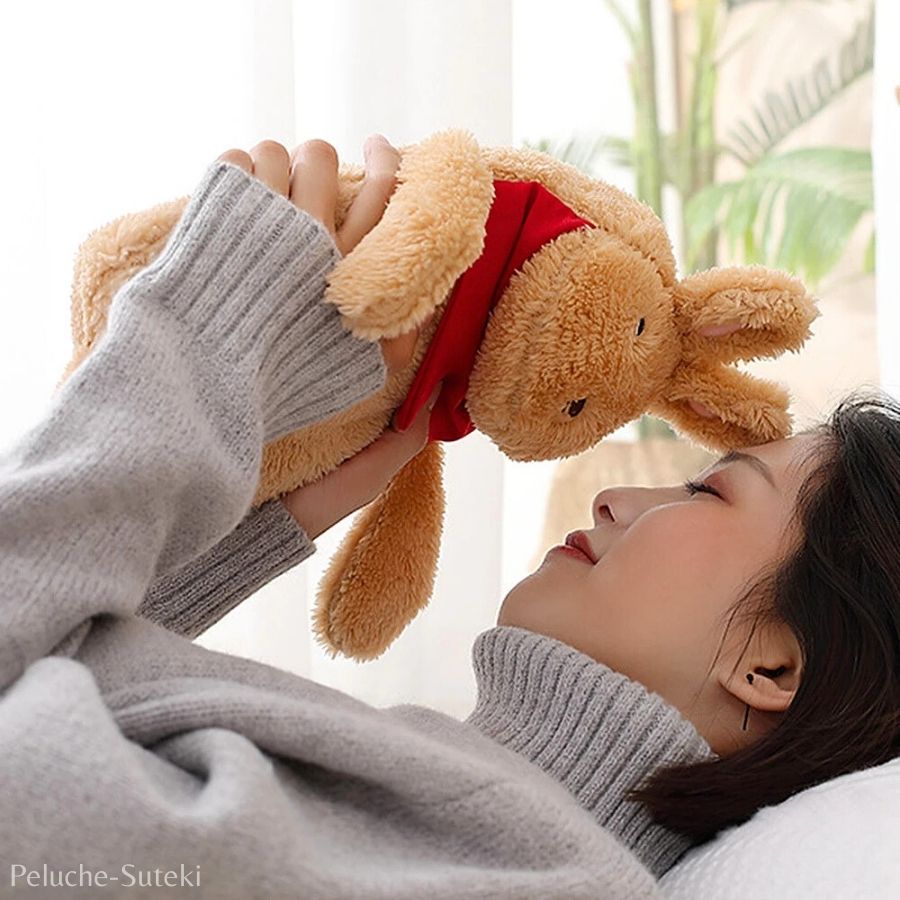 Bouillotte en Peluche Lapin Blanc avec Écharpe Bleue – Image 7