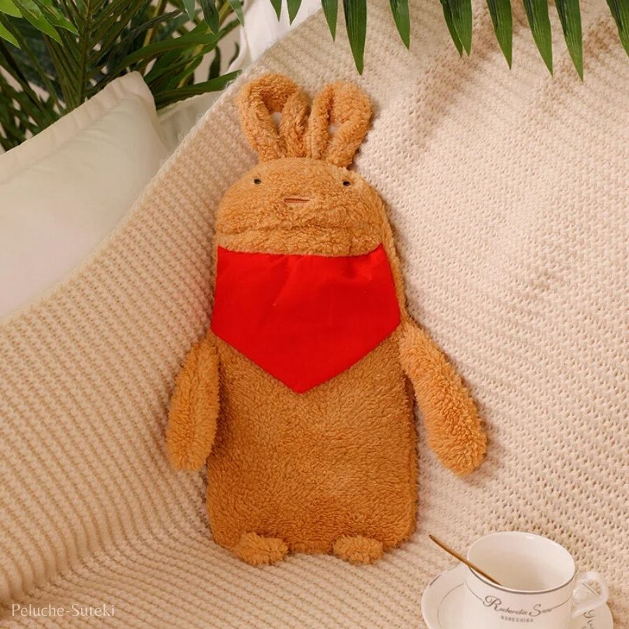 Bouillotte en Peluche Lapin Blanc avec Écharpe Bleue – Image 4