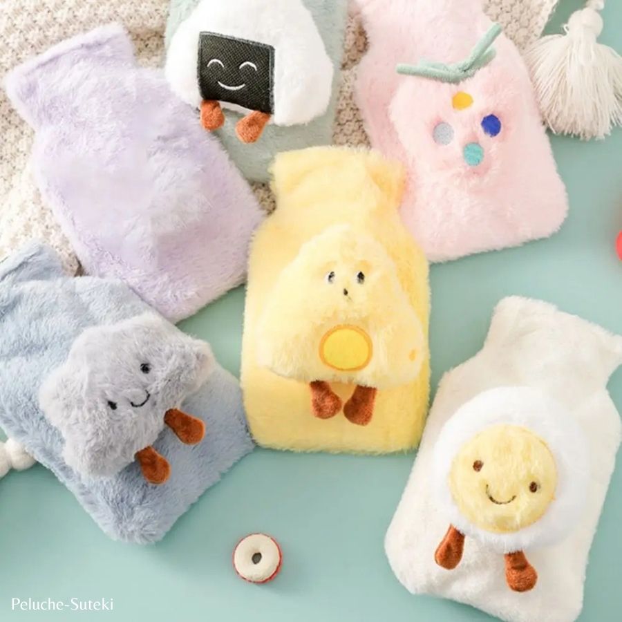 Bouillotte en Peluche Bleu Ciel avec Nuage Souriant – Image 2