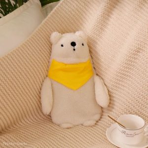 Bouillotte en Peluche Ours Polaire avec Bandana Jaune