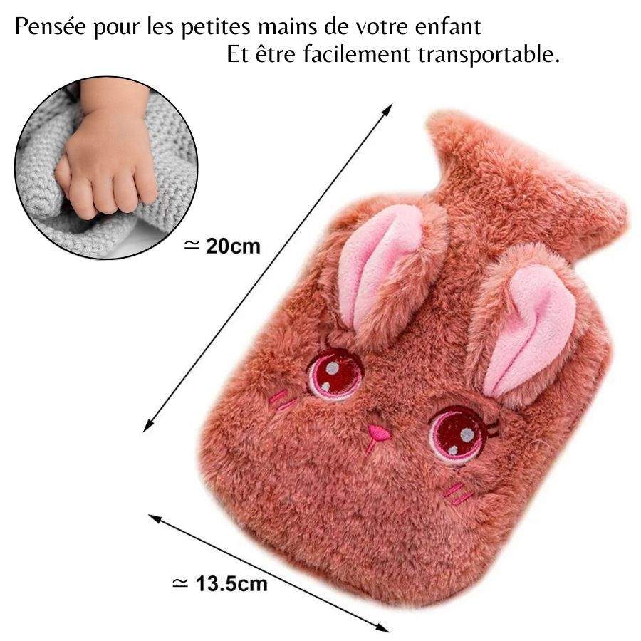 Bouillotte en Peluche Rose Lapin avec Grands Yeux – Image 10