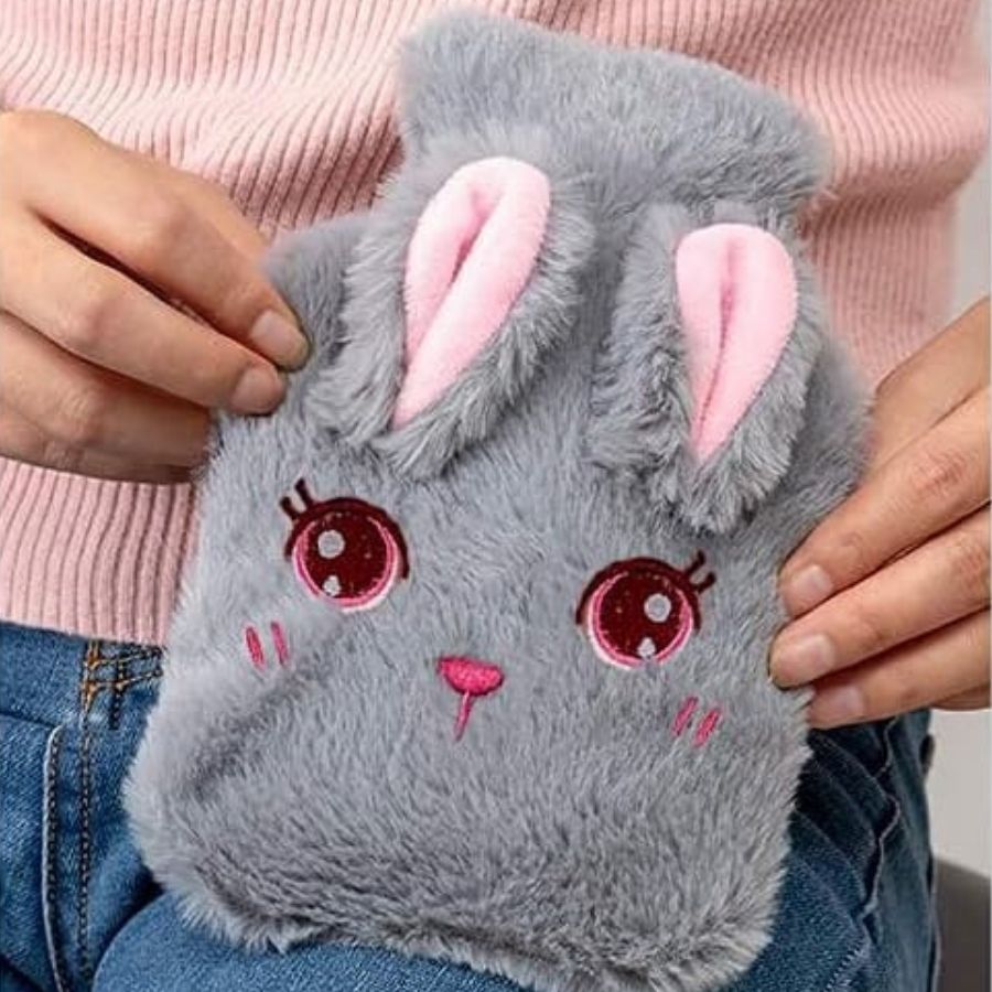Bouillotte en Peluche Rose Lapin avec Grands Yeux – Image 6
