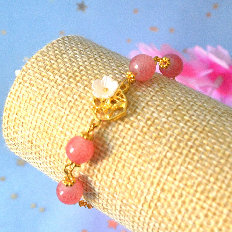 Bracelet Sakura en Perles Roses – Image 2