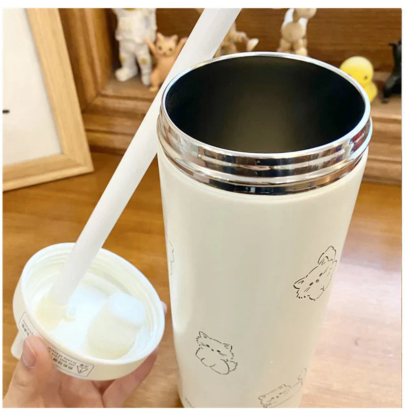 Gourde Isotherme Crème avec Motifs de Chats Kawaii – Image 6