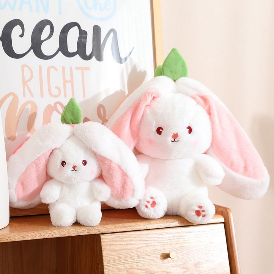 Peluche de Lapin Blanc Caché dans Carotte Orange – Image 9