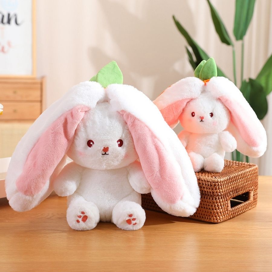 Peluche de Lapin Blanc Caché dans Carotte Orange – Image 7