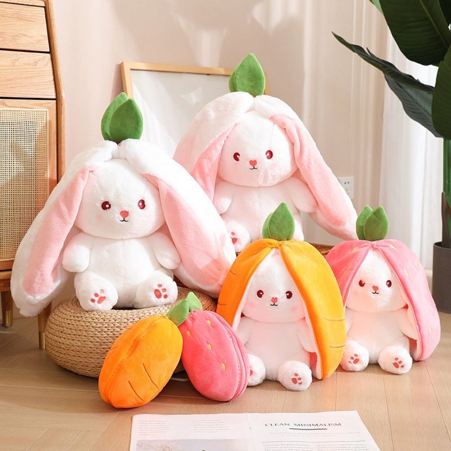 Peluche de Lapin Blanc Caché dans Carotte Orange – Image 13
