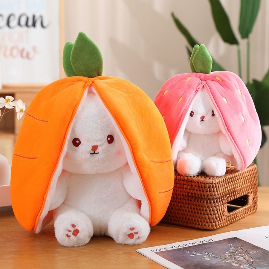 Peluche de Lapin Blanc Caché dans Carotte Orange – Image 11